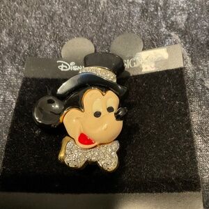 Vintage Disney Designs Mickey Mouse in Top Hat Crystal Brooch